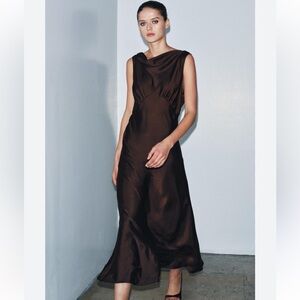 ZARA off shoulder stain maxi dress